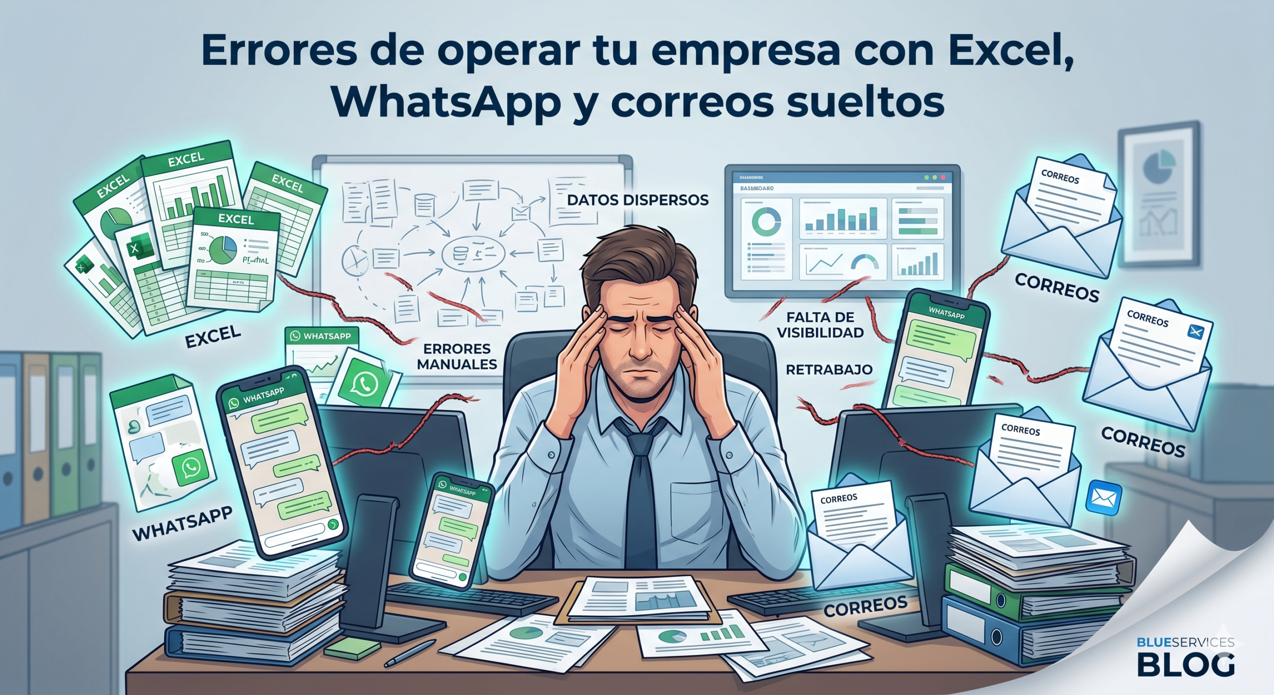Errores de operar con Excel, WhatsApp y correos